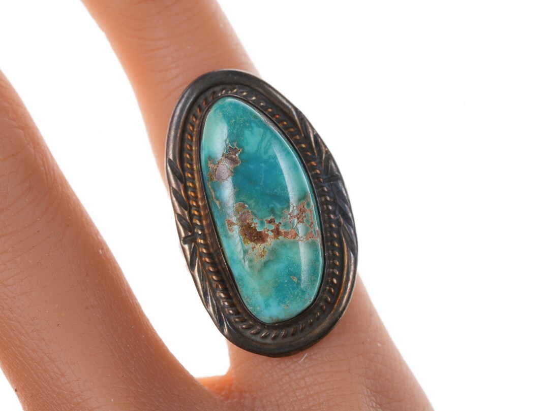 Vintage Native American Sterling Turquoise Ring Size 4.75 - Etsy