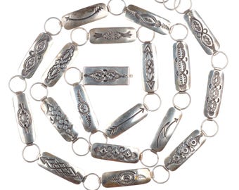 43.5" Larry Sandoval Navajo sterling silver rectangle link concho belt