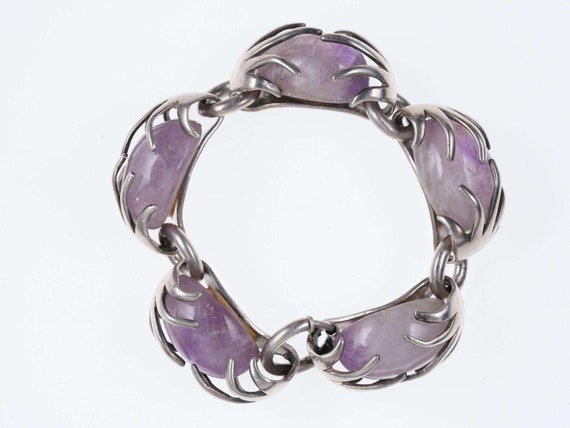 Vintage Los Castillo Sterling Amethyst bracelet o - image 3