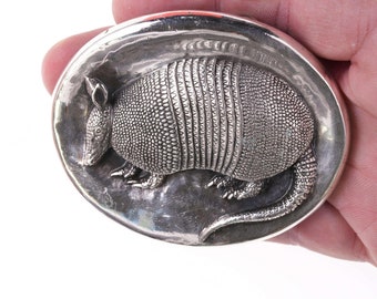 Rare Retired James Avery Sterling Texas Armadillo Belt buckle