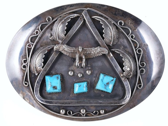 Vintage E&J Little Navajo Sterling/turquoise belt… - image 1
