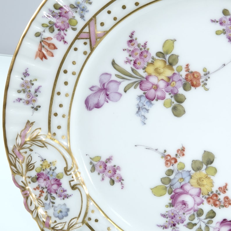 19th century Dresden Embossed Cabinet plate hand painted