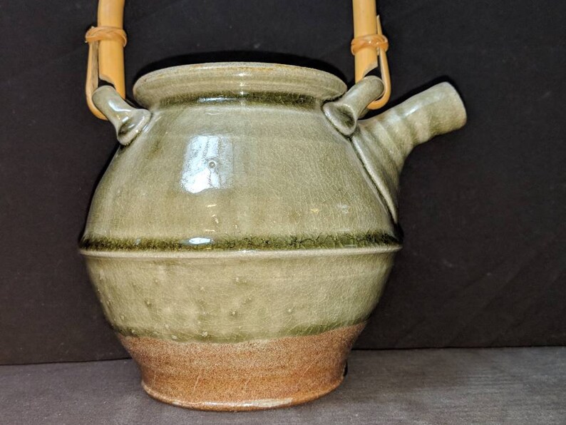 Brandon Phillips Studio Pottery Teapot Celadon Crackle Glaze Etsy