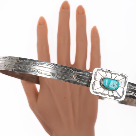 Vintage Navajo Silver and turquoise hatband