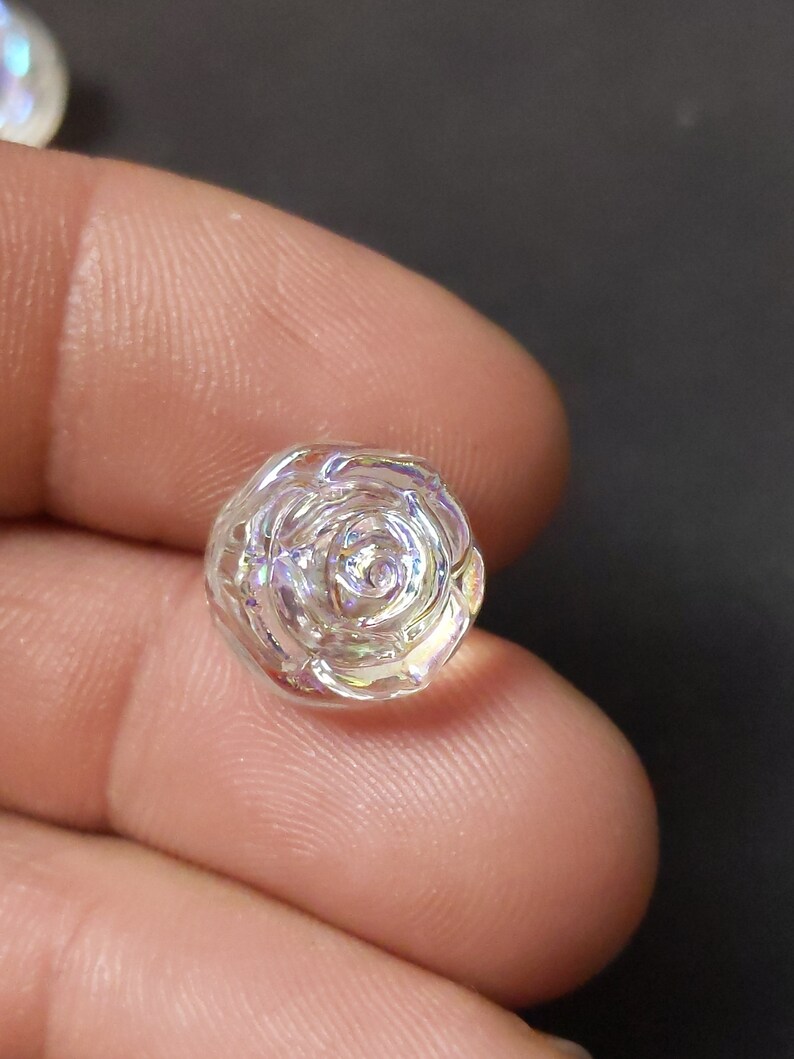 3 c1940 White Carnival Glass Rose Buttons
