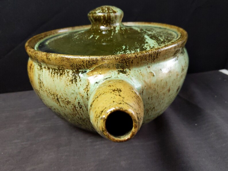 A.R. Cole Pottery Frogskin Green Covered Casserole Dish Etsy