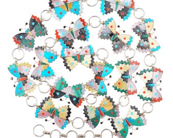Cinto Tamara Pinto Zuni de 51 polegadas em prata esterlina com conchas e pedras, modelo Butterfly link concho.