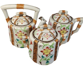 c1924 Staffordshire Majolica Brownhills Pottery Teapot Set Aesthetic Movement