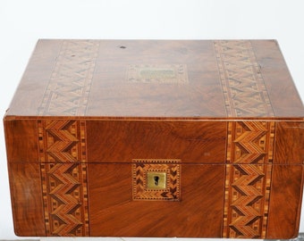 Antique Marquetry Compartment jewelry box