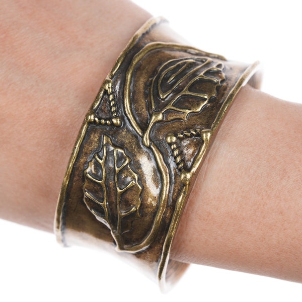 6 7/8" Artisan cast brass cuff bracelet
