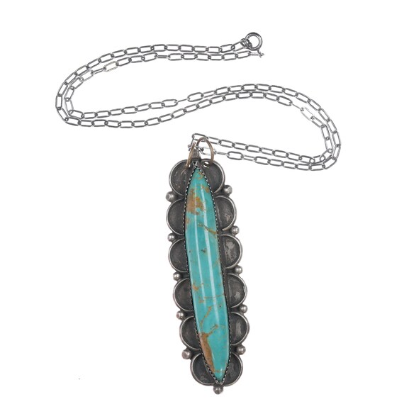 40's-50's Vintage Navajo Long turquoise pendant