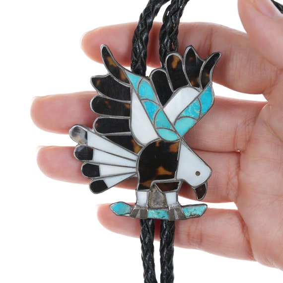 c1950's Zuni Eagle Multi-stone channel inlay ster… - image 2