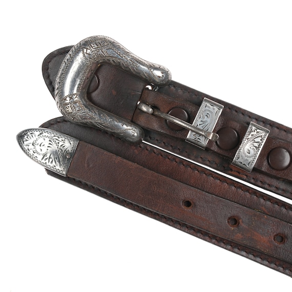 Vintage sterling Hand engraved ranger belt buckle… - image 2