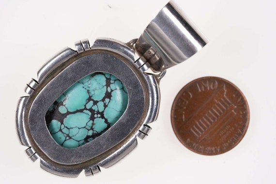 Vintage Southwestern Sterling Turquoise Pendant - image 3