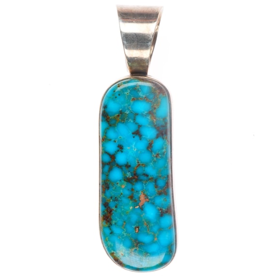 Vintage Navajo Turquoise Mountain turquoise sterling silver pendant