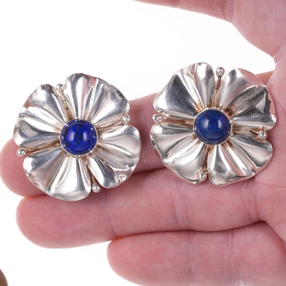 Vintage Sterling Lapis Lazuli earrings - image 1