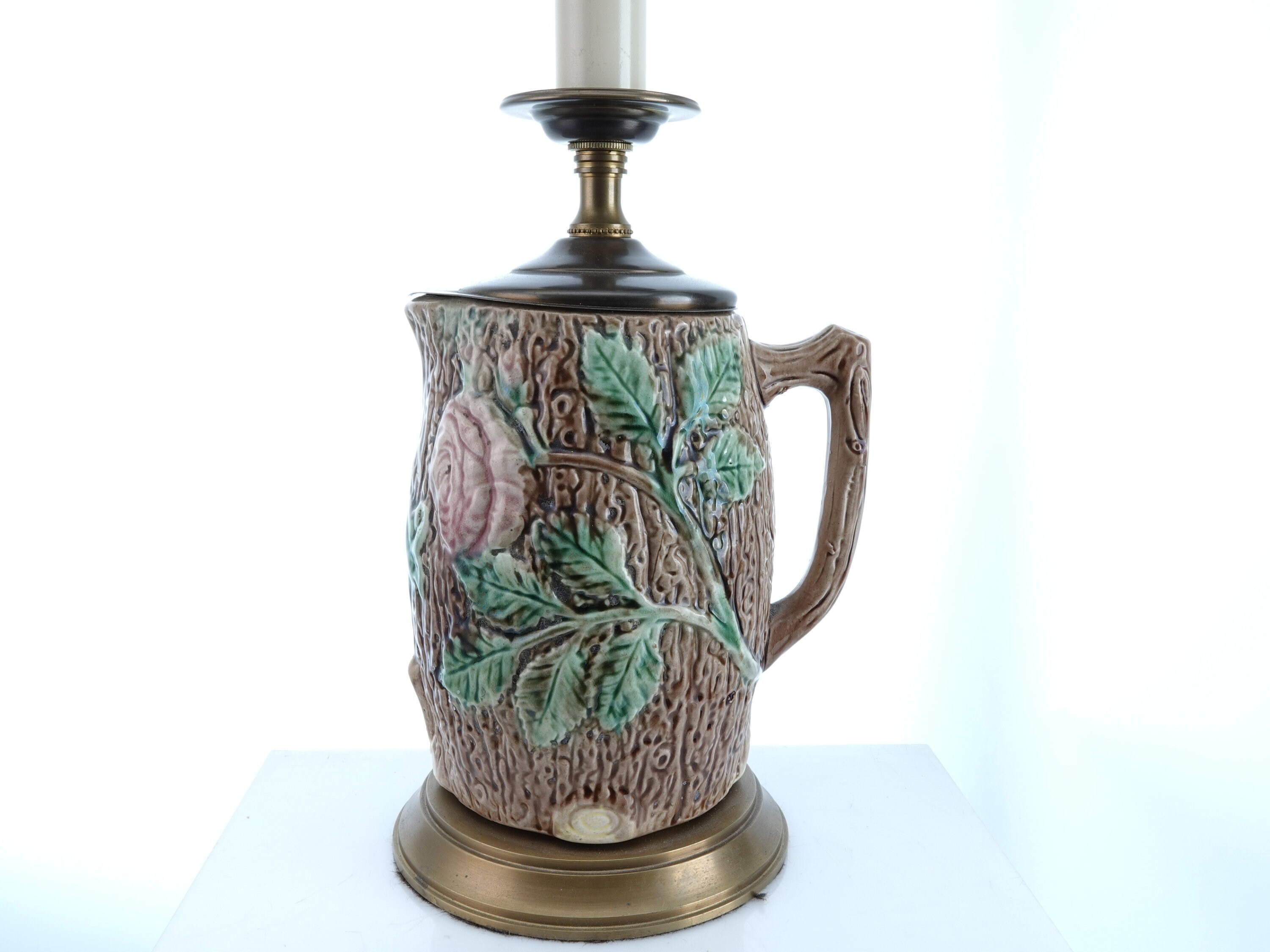 Antique Majolica Pitcher Turned Into an Electric Lamp Etsy