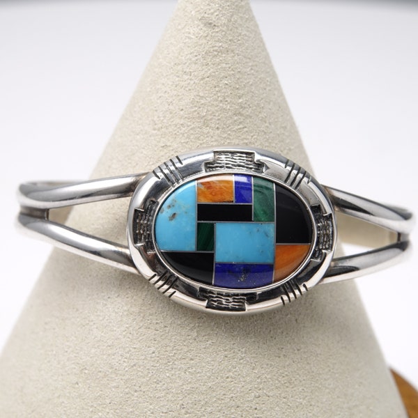 Carolyn Pollack Relios Inlaid Sterling Silver Southwesters Cuff Bracelet