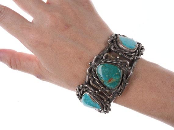 40's-50's Navajo Silver bracelet with turquoise - image 6