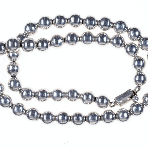 20.5" Heavy Mexican Sterling silver beaded necklace