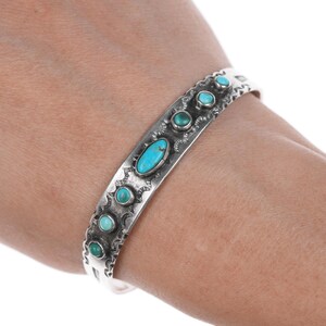 Able Arther Vintage Native American Navajo Sterling Silver Jet Bracelet Cuff Able Arther Vintage Native American Navajo Sterling Silver Jet Bracelet Cuff
