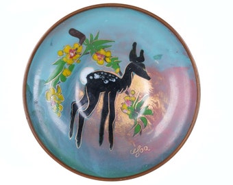 MCM Enamel on copper hand painted bowl