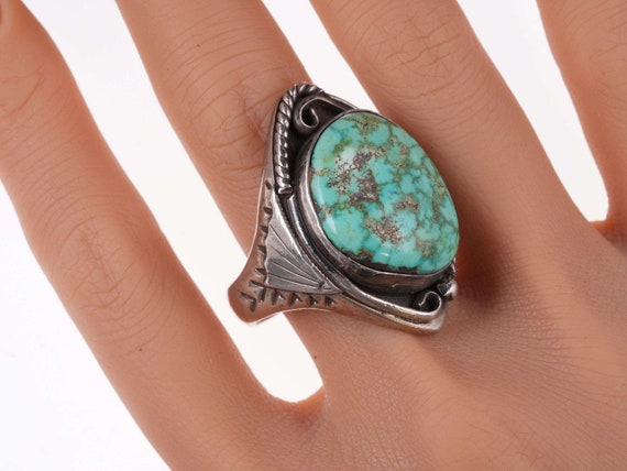 sz13 Vintage Navajo sterling and turquoise ring - image 3