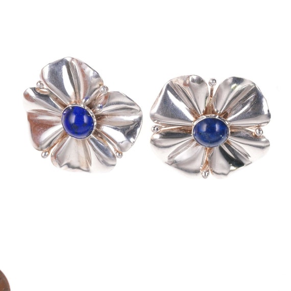 Vintage Sterling Lapis Lazuli earrings - image 2