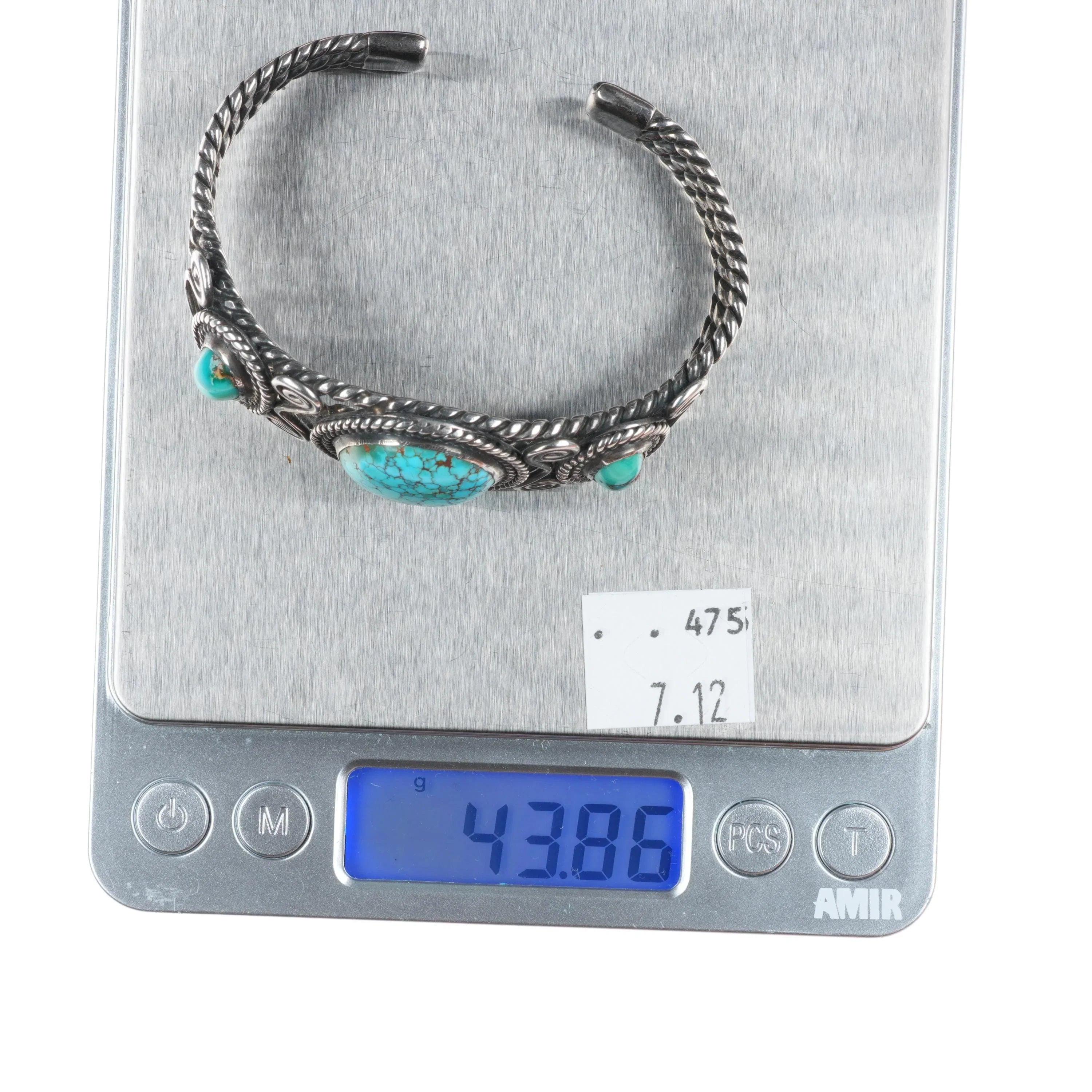 6.5インチ、1940年頃のネバダ州産レッドスパイダーウェブターコイズ