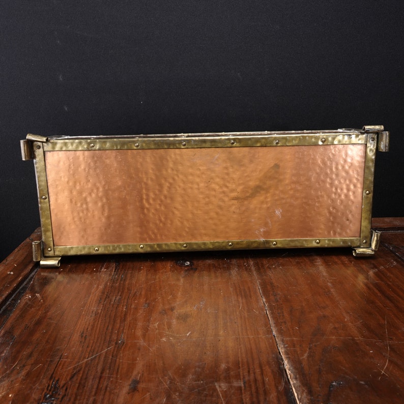 c1900 Arts and Crafts Hammered Copper and Brass Glove Box