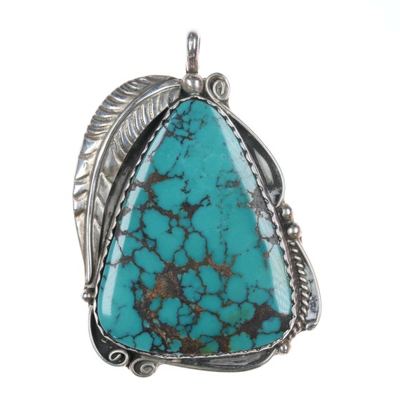 Vintage Navajo sterling and turquoise pendant - image 1