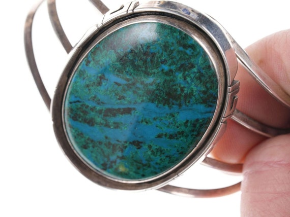 James Shay Navajo Sterling Chrysocolla cuff brace… - image 2