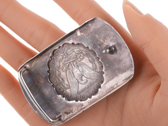c1950 Hand engraved sterling buckle with 1880s Si… - image 2