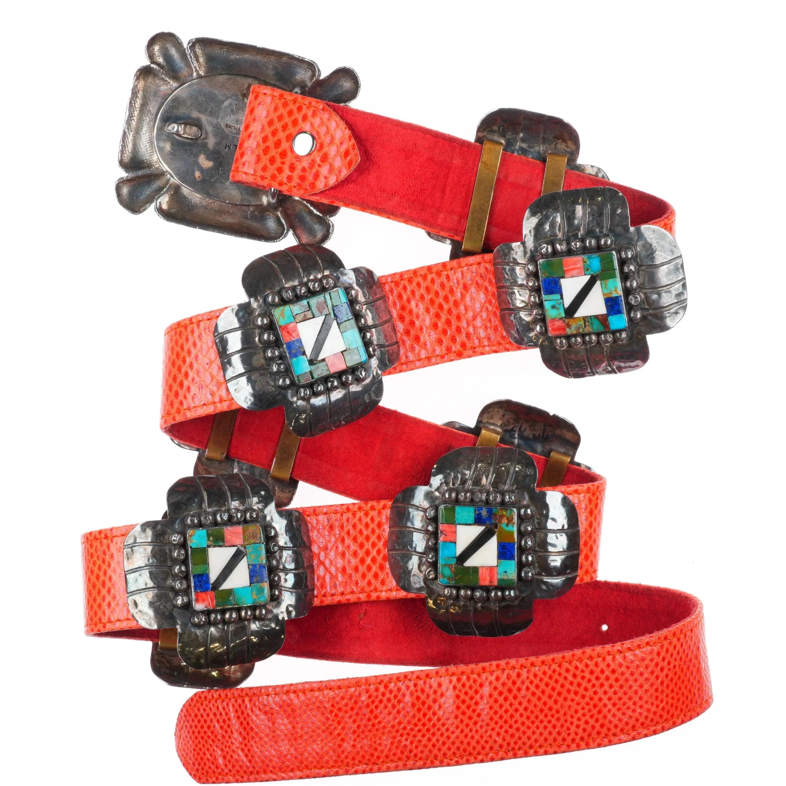 2 -Brown, Red, Grey Genuine ostrich belts  and 1 Black inlay snake skin belt. PAM1323 Navy Seals on a custom double pearl stingray strap main image 2