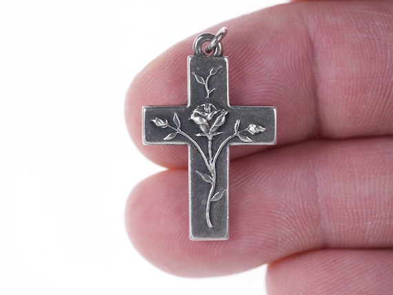 Retired James Avery Sterling Rose Cross Pendant oversized Charm Etsy