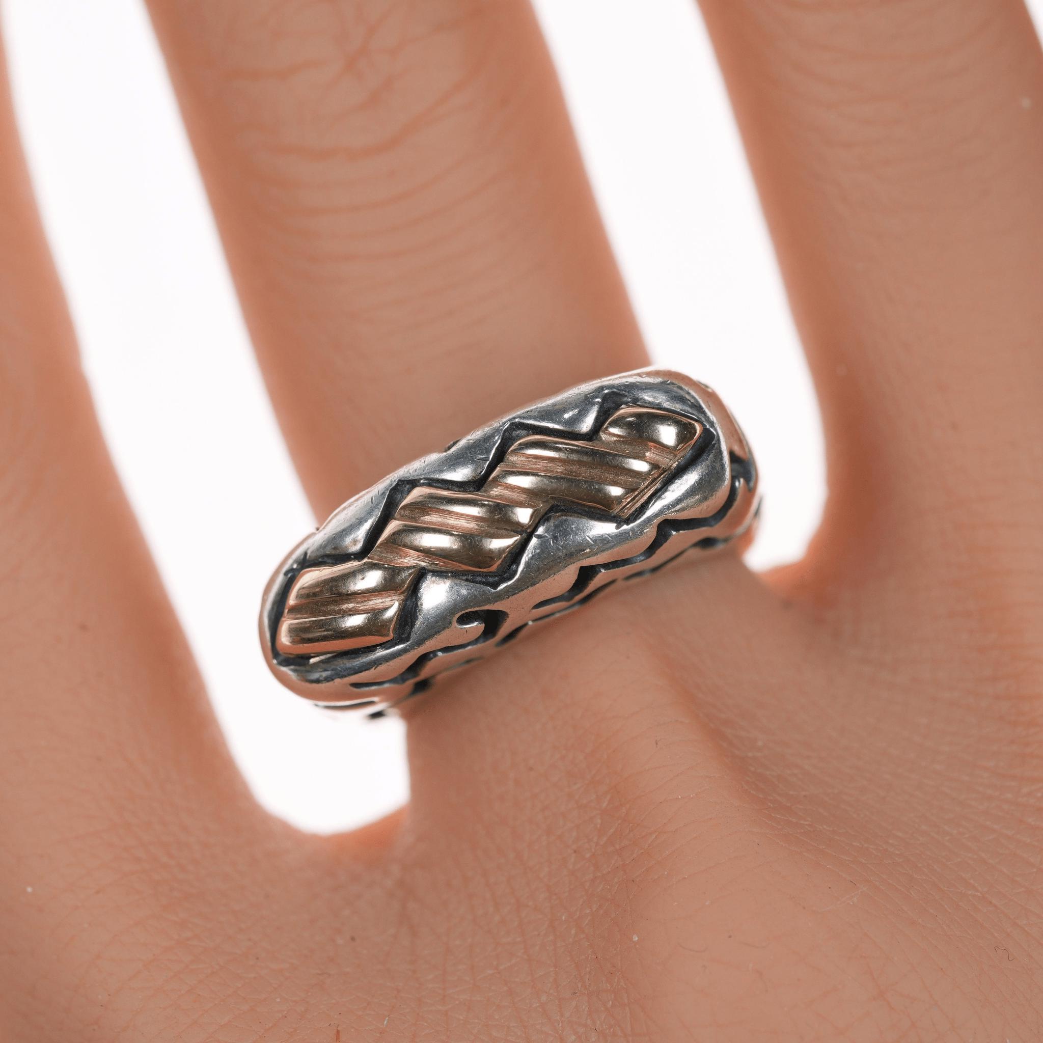VTG DLM Dian Malouf Sterling Silver 14kt Gold Etched