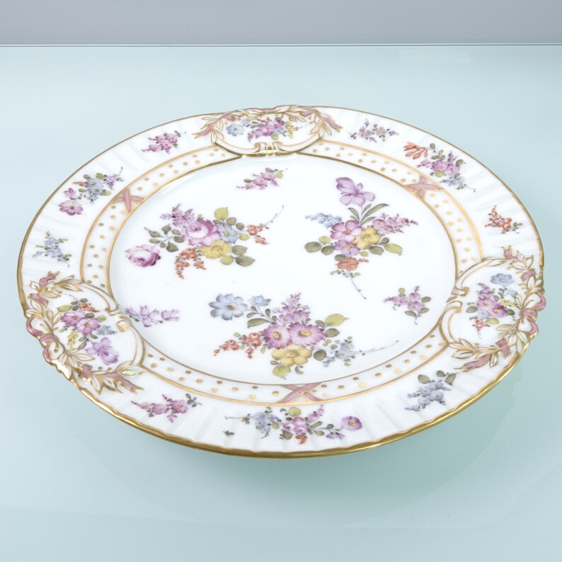 19th century Dresden Embossed Cabinet plate hand painted