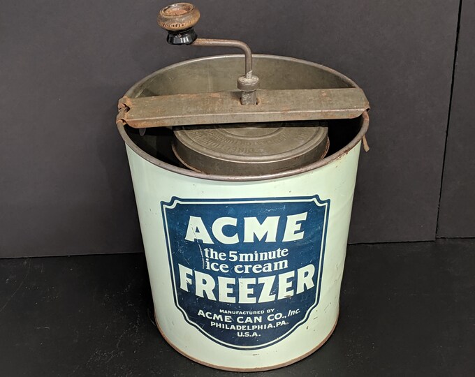 C1920 Acme Ice Cream Freezer Complete Advertising Tin Etsy