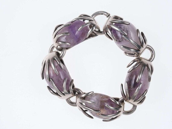 Vintage Los Castillo Sterling Amethyst bracelet o - image 4