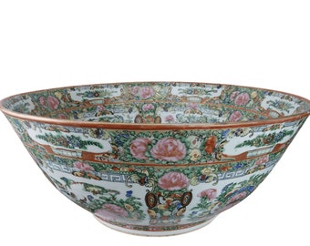 Republic Period Chinese Famille Rose Medallion Punch Bowl