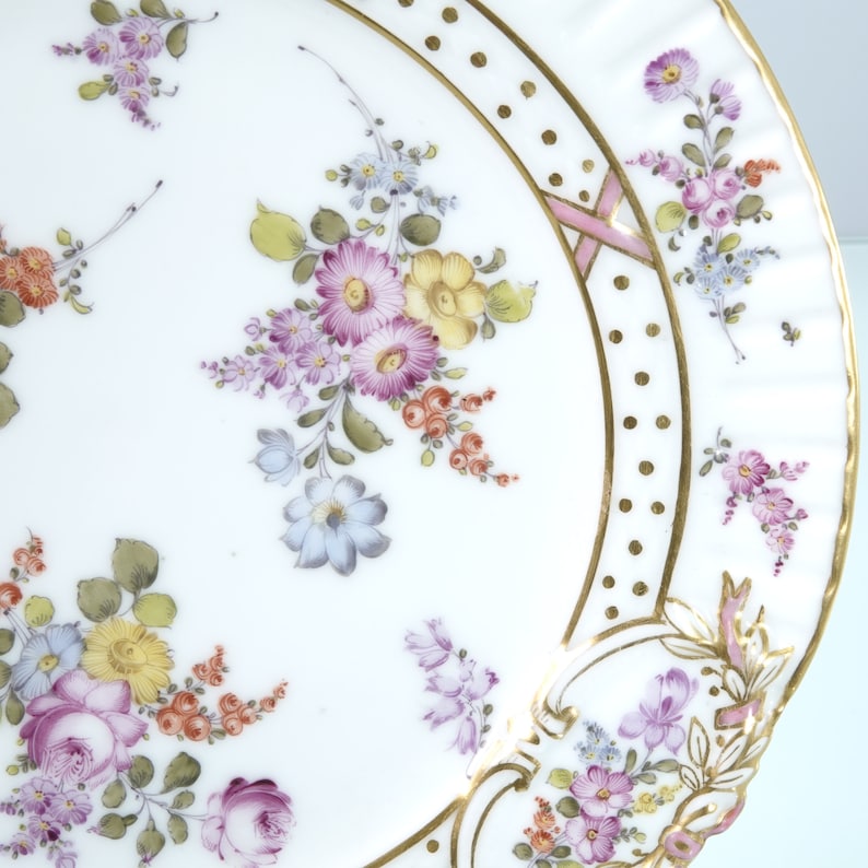 19th century Dresden Embossed Cabinet plate hand painted