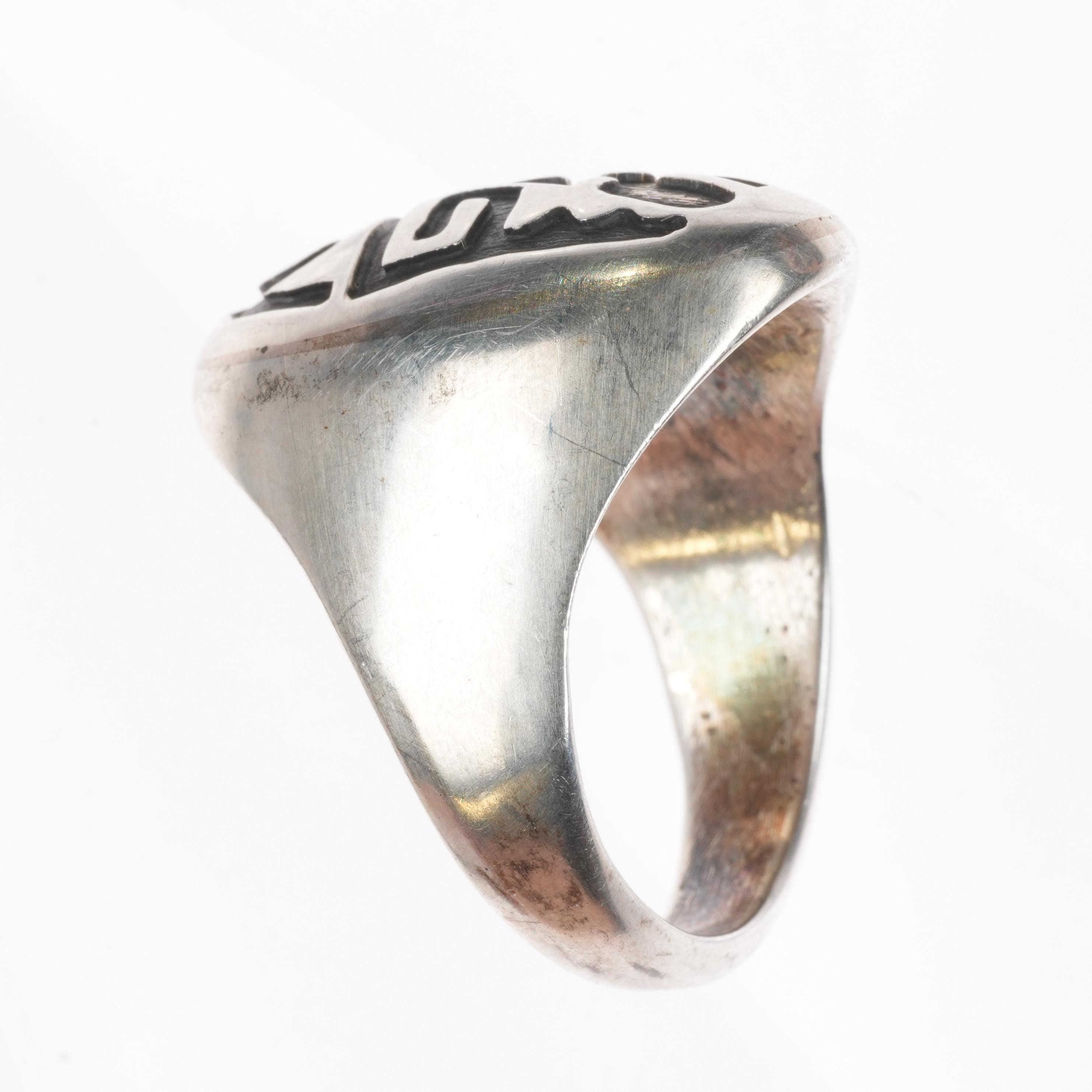 『トムサム TOM SAM』ココペリ オーバーレイ バングル NAVAJO Sz11.25 Tom Sam Navajo Overlay Kokopelli Ring Sterling