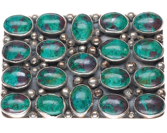 Andrew Martin Navajo sterling silver Chrysocolla cluster buckle for 1.5" belt