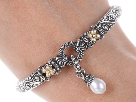 Barbara Bixby Sterling/18k Cuff bracelet with rem… - image 1