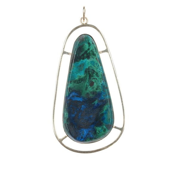 14k Gold Azurite Modernist pendant - image 3