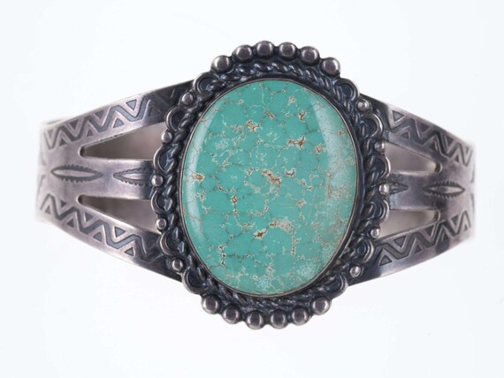 Fred Harvey Era Native American Double Row Stamped Sterling Bracelet