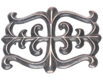 Hebilla de cinturón vintage Navajo de plata esterlina fundida de 1,5" (3,8 cm) de los años 50-60.