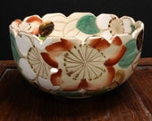 Meiji Period Satsuma Reticulated Bowl with Painted Flowers c.1880