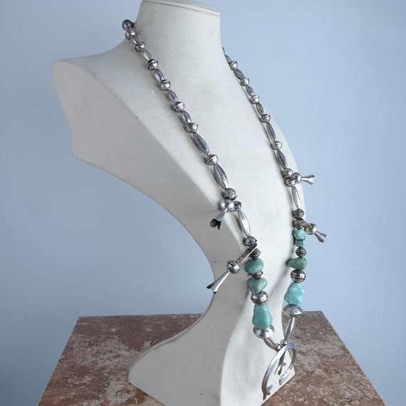 Vintage Sterling Silver Squash Blossom Necklace - image 6