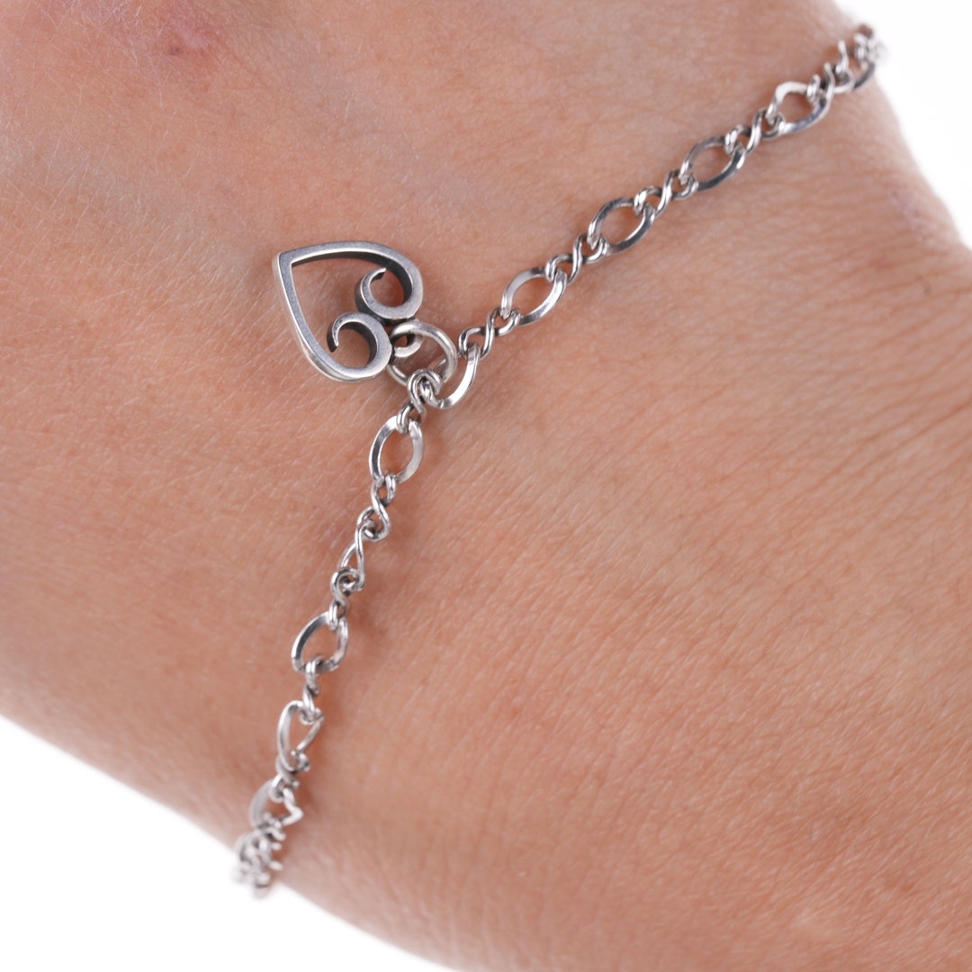 James Avery 10 Anklet With Open Heart Charm in Sterling Etsy